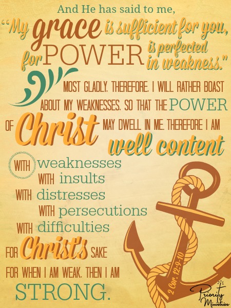 Free Scripture Art 2 Corinthians 12: 9-10